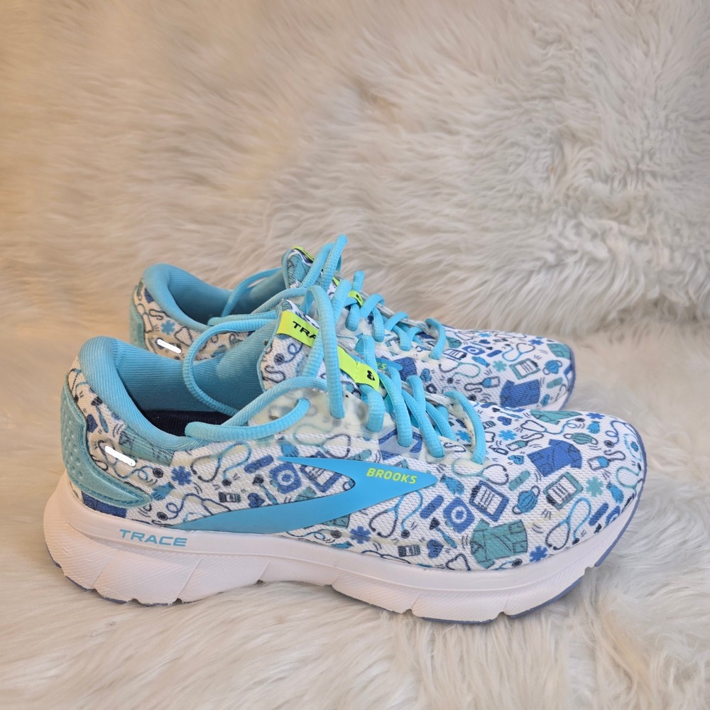 Brooks Trace 2 Hero Medical Nurse Shoes Women's 7.5 Blue 1203751B135